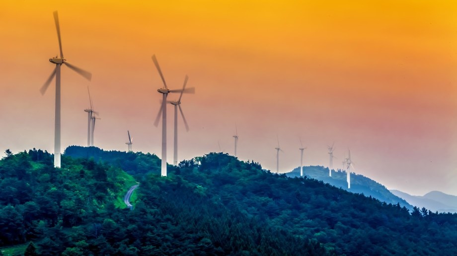 Mountain top wind turbines in Japan